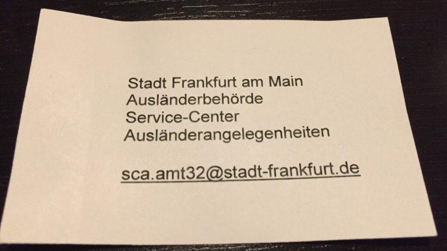 Online-Termin für Niederlassungserlaubnis (Aufenthaltstitel) in Frankfurt