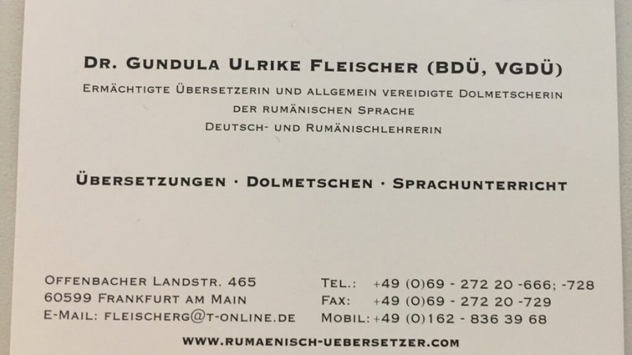 Übersetzung und Legalisierung von Dokumenten aus dem Rumänischen ins Deutsche (und umgekehrt) in Frankfurt